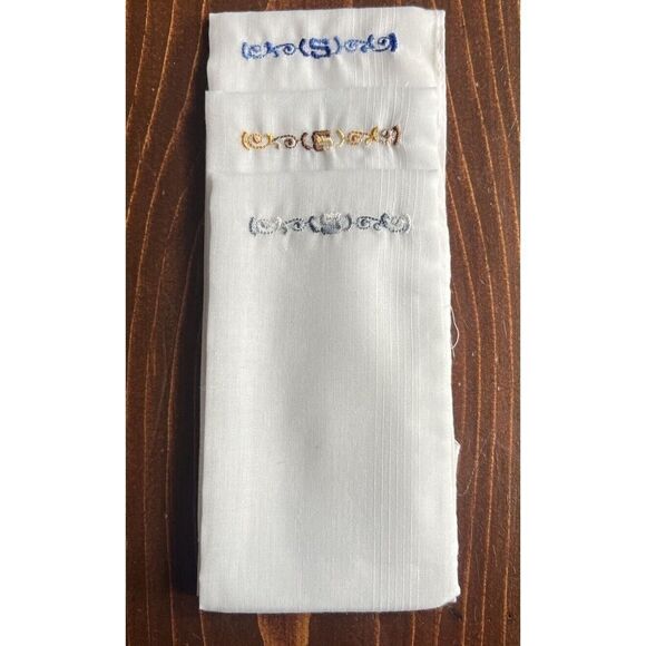 NIB Stafford 3 Permanent Press Handkerchiefs w/ Initial 'S’ Polyester/Cotton - Picture 2 of 3